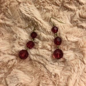 Pair of Deep Red dangly earrings